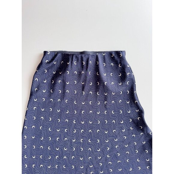 NWOT Aritzia BABATON Navy Blue Moon Printed Satin Midi Slip Skirt, Size 00 - Picture 7 of 13